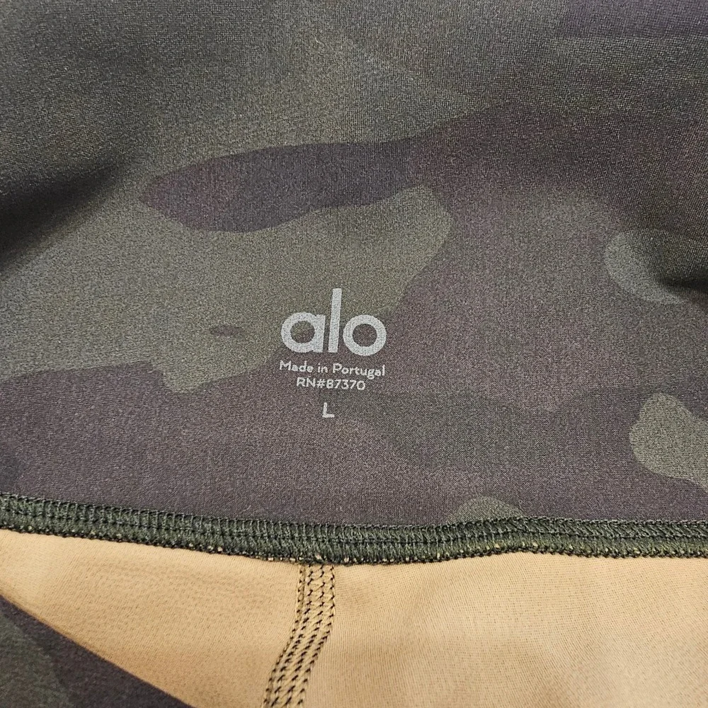 Alo Yoga High Waist Vapor Camo Leggings Dark Green Black Camouflage Large